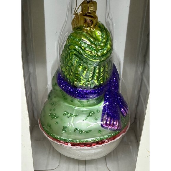 VTG Fitz & Floyd 7" Glass Christmas Ornament Snowman Beanie Hat Holiday Decor - Picture 6 of 7